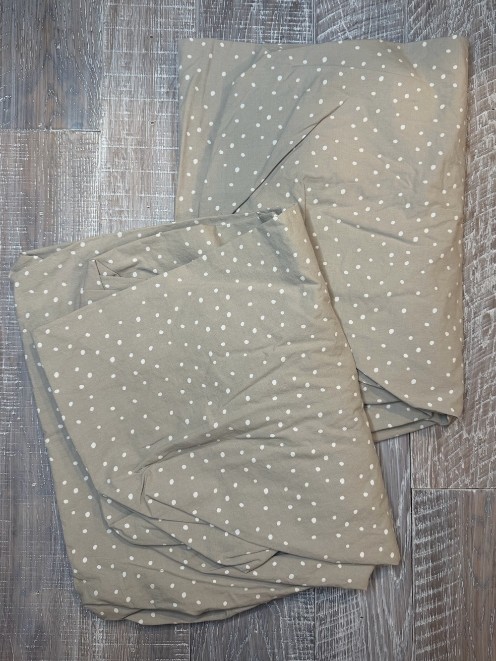 Restoration Hardware Baby & Child Greige Polka Dot Crib Sheets Set of 2